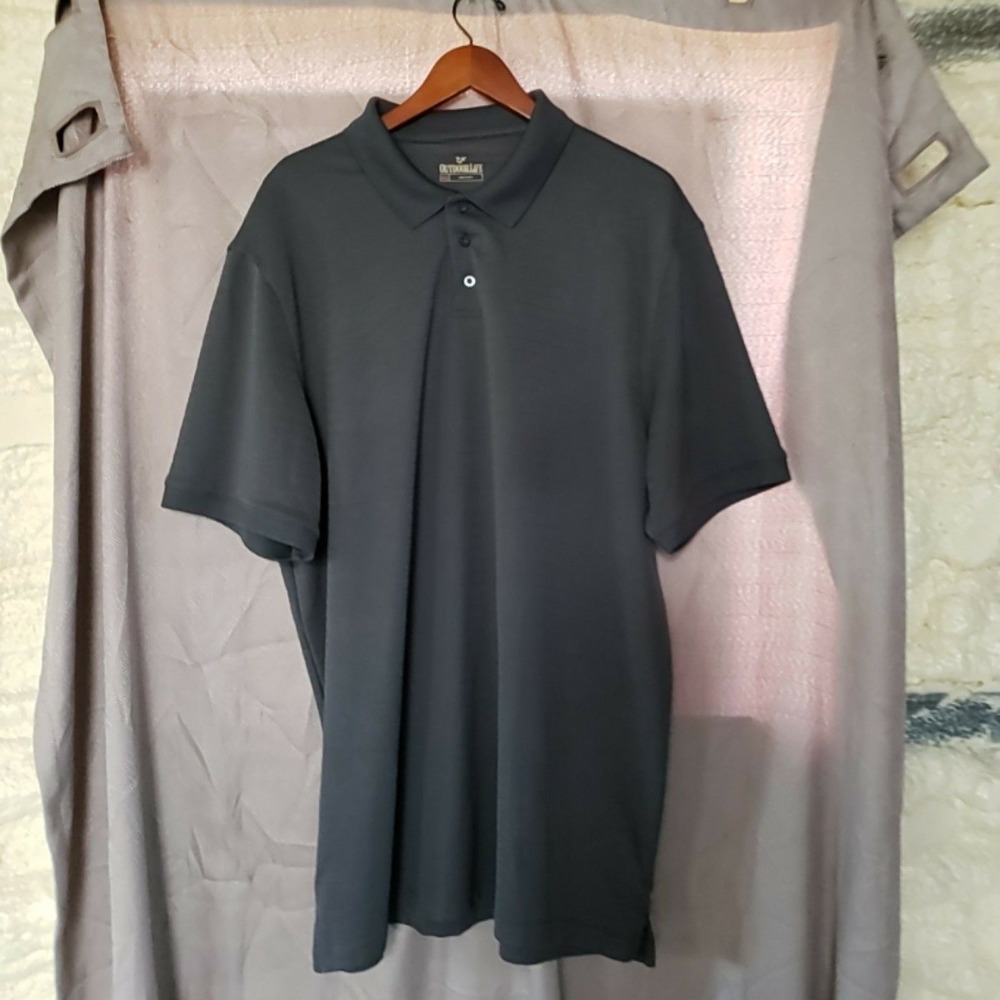 Outdoor Life Polo Shirt Mens Big 2XLT Gray Solid Lightweight Tagless Knit Top